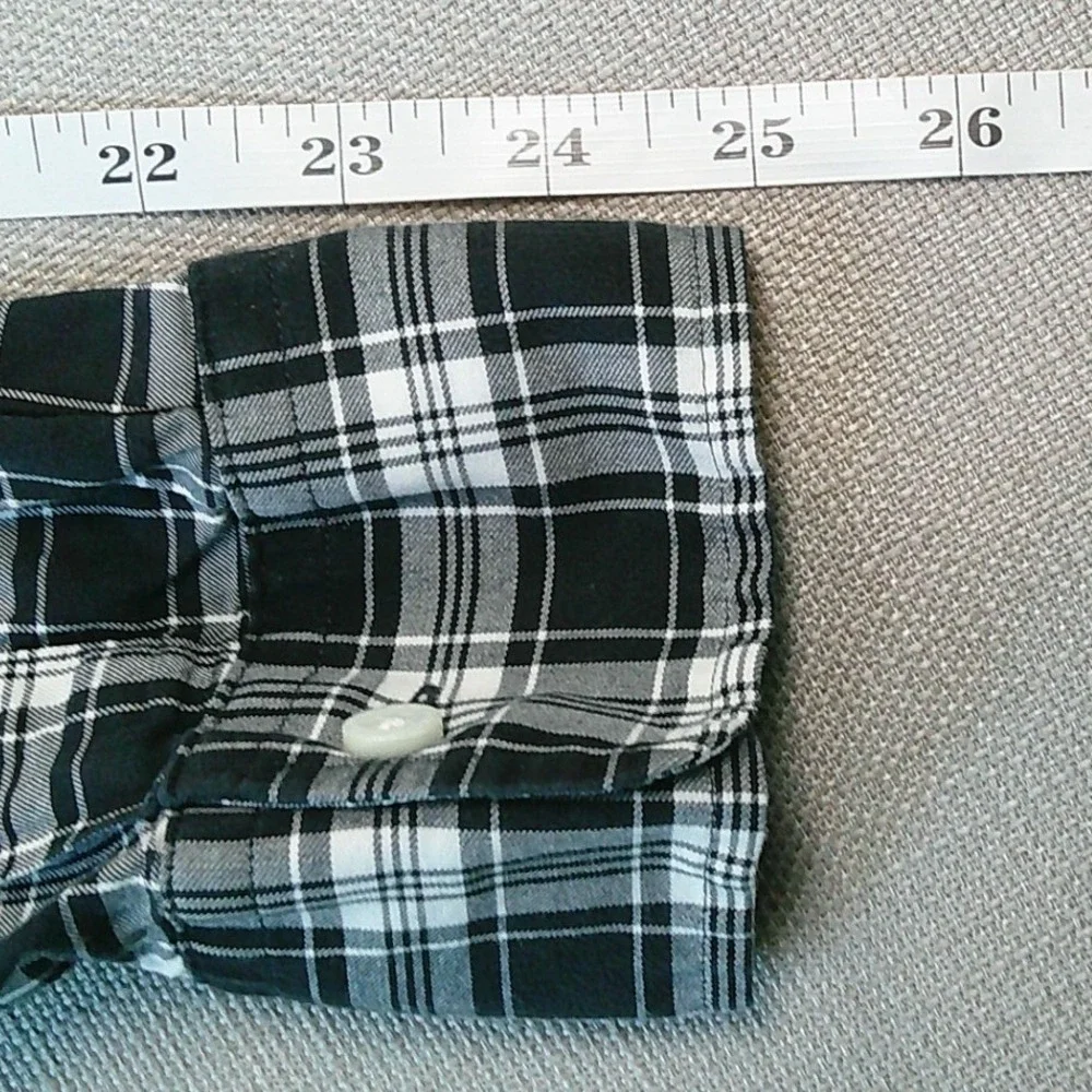 Polo Ralph Lauren Button Down Shirt Mens Medium Black White Plaid Long Sleeve